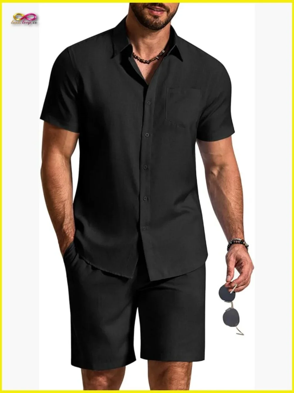 Men's 2-Piece Cruise Set Summer Vacation Outfit Short Sleeve Button Down Shirt
